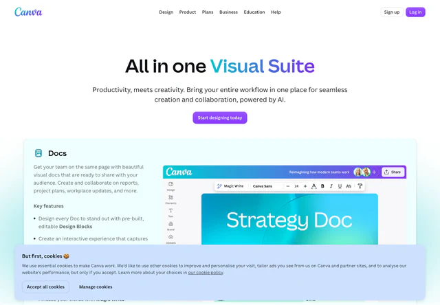 Canva Visual Suite · 官网首屏
