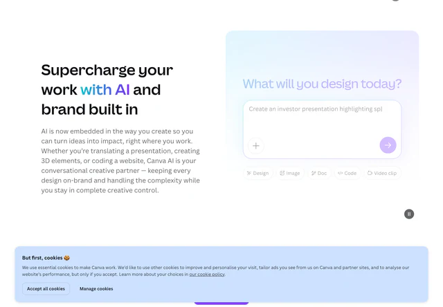 Canva Visual Suite · Supercharge your work with AI and brand bu