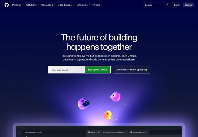GitHub · 官网首屏