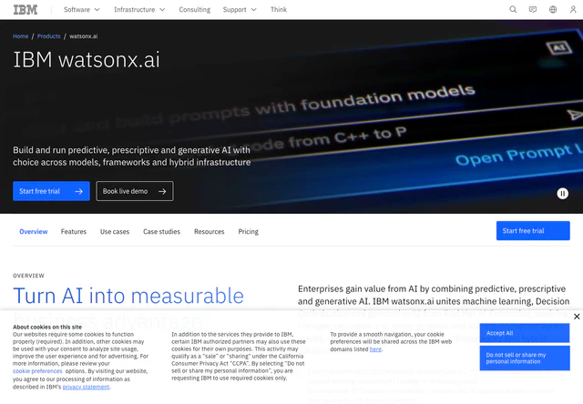 IBM watsonx.ai · 官网首屏