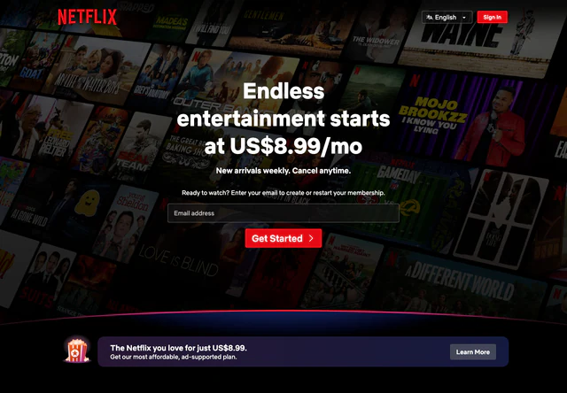 Netflix · 官网首屏