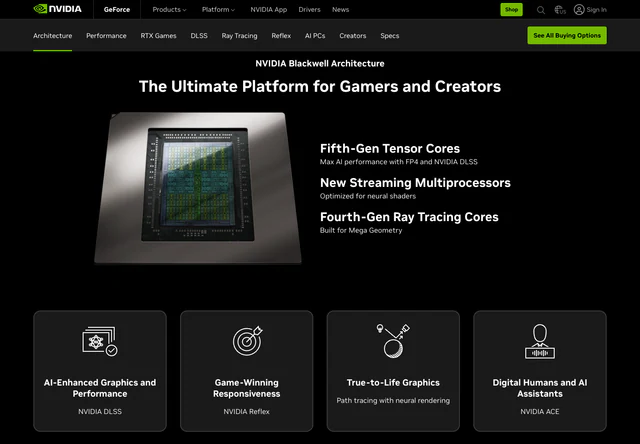 GeForce RTX 5090 · The Ultimate Platform for Gamers and Creat