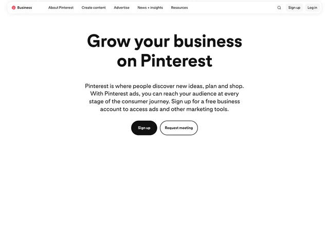 Pinterest Business · 官网首屏
