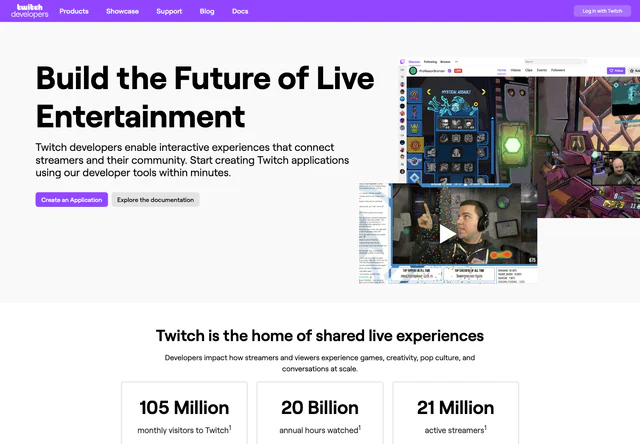 Twitch 开发者平台 · 官网首屏