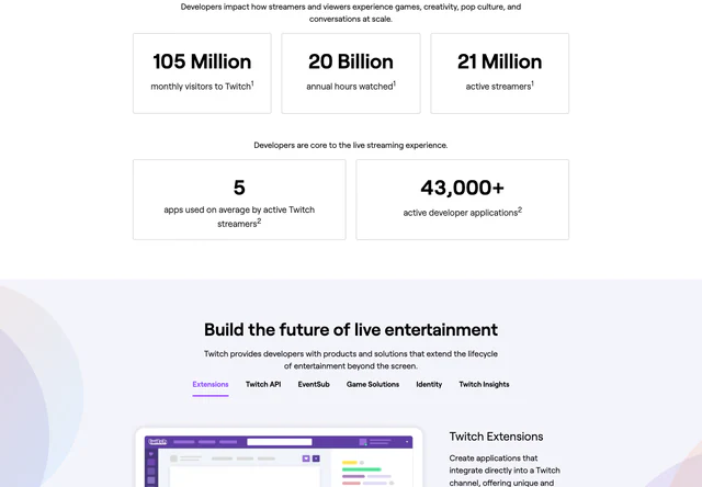 Twitch 开发者平台 · 105 Million