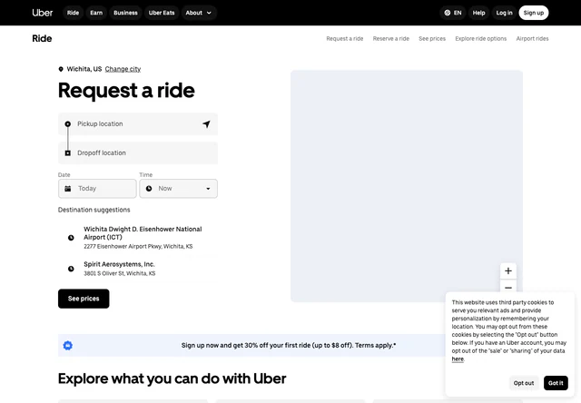 Uber 出行 · 官网首屏